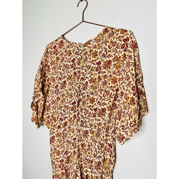 VANESSA BRUNO Orange Floral Print V-Neckline Short Sleeves Jumpsuit Size 38 - Picture 11 of 15
